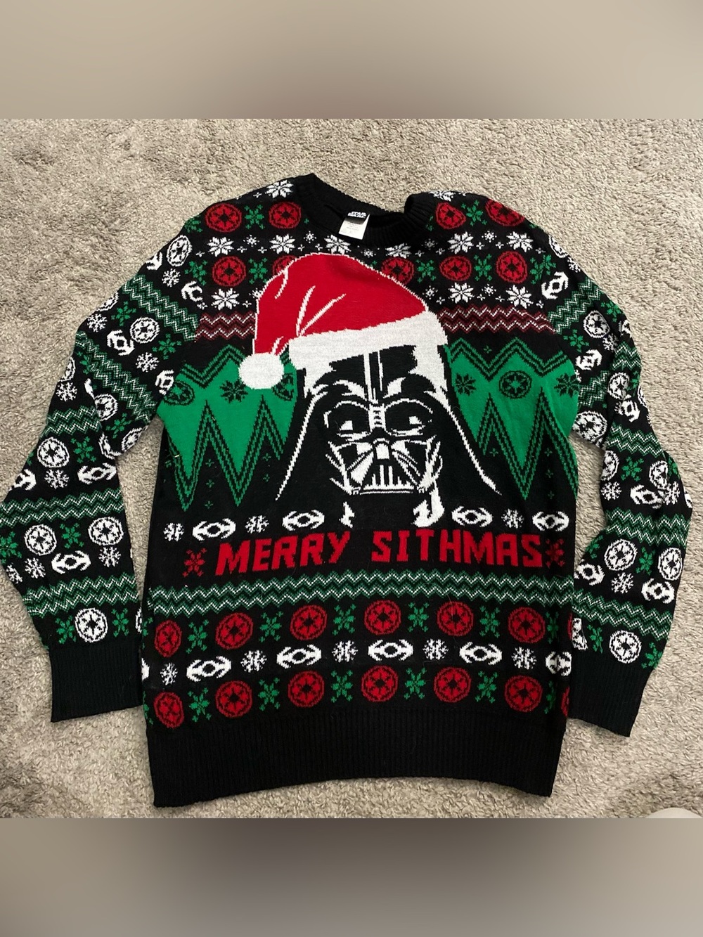 Star Wars Men's Black, Red & Green 'Merry Sithmas' Darth Vader Crewneck Sweater